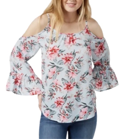 SEVEN SISTERS Floral Cold Shoulder Blouse - Picture 1 of 10